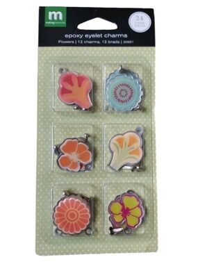 MAKING Memories Epoxy Eyelet Charms Flowers Set Embellishments 24 total pieces